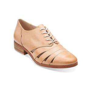 Clarks Narrative "Hotel Image" Leather Cut-Out Oxfords sz 9.5 tan beige SH486